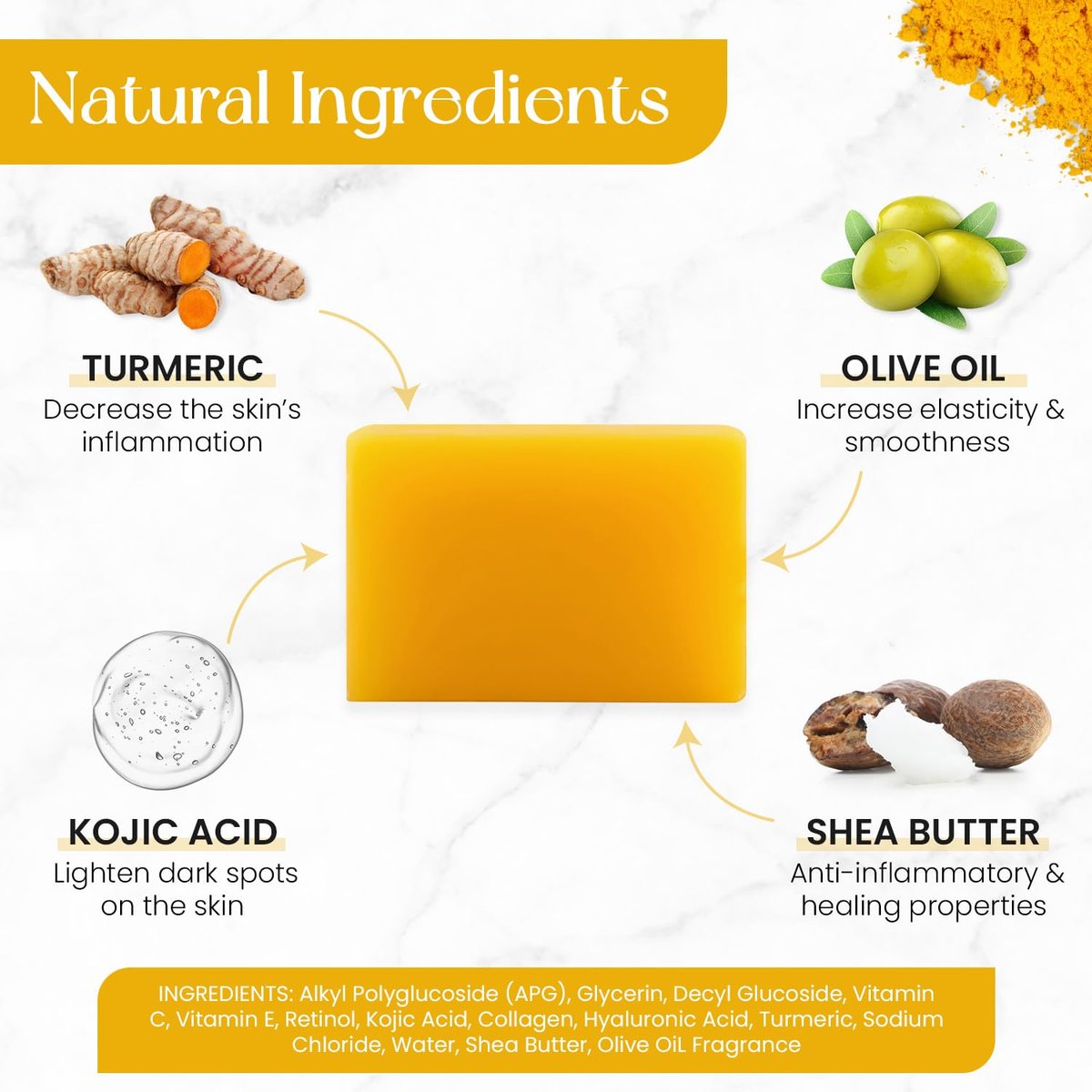 Anna's Skincare Kojic Acid Turmeric Soap Bar - 2-Pack for Radiant Complexion & Natural Glow - görsel 15