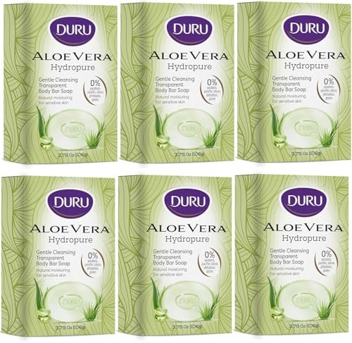 Duru Aloe Vera Glycerin Bar Soap - Moisturizing, Vegan, Paraben-Free, for Sensitive Skin - Pack of 6 Avelisse