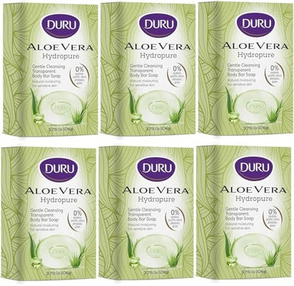 Duru Aloe Vera Glycerin Bar Soap - Moisturizing, Vegan, Paraben-Free, for Sensitive Skin - Pack of 6 Avelisse