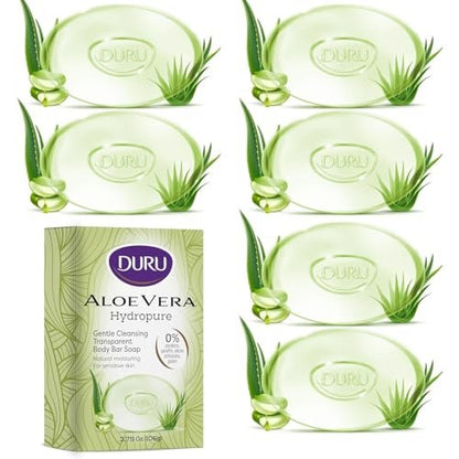 Duru Aloe Vera Glycerin Bar Soap - Moisturizing, Vegan, Paraben-Free, for Sensitive Skin - Pack of 6 Avelisse