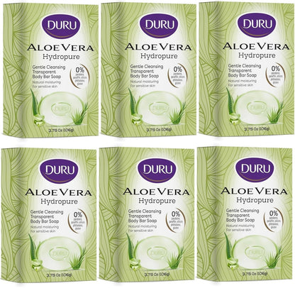 Duru Aloe Vera Glycerin Bar Soap - Moisturizing, Vegan, Paraben-Free, for Sensitive Skin - Pack of 6 Avelisse