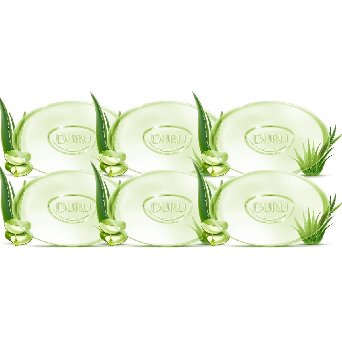 Duru Aloe Vera Glycerin Bar Soap - Moisturizing, Vegan, Paraben-Free, for Sensitive Skin - Pack of 6 Avelisse