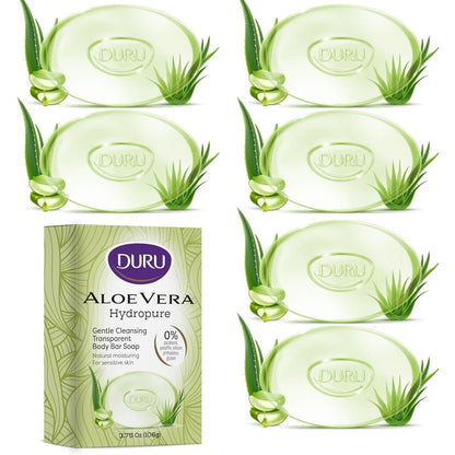 Duru Aloe Vera Glycerin Bar Soap - Moisturizing, Vegan, Paraben-Free, for Sensitive Skin - Pack of 6 Avelisse
