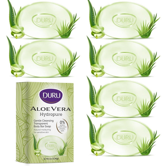 Duru Aloe Vera Glycerin Bar Soap - Moisturizing, Vegan, Paraben-Free, for Sensitive Skin - Pack of 6 Avelisse