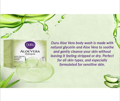 Duru Aloe Vera Glycerin Bar Soap - Moisturizing, Vegan, Paraben-Free, for Sensitive Skin - Pack of 6 Avelisse