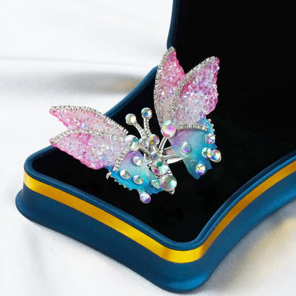 4Pcs Flying Butterfly Hairclips for Girls - Cute Moving Wings 3D Butterfly Hairpins with Glitter Rhinestones Barrettes Hair Accessories Avelisse