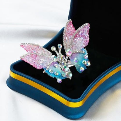 4Pcs Flying Butterfly Hairclips for Girls - Cute Moving Wings 3D Butterfly Hairpins with Glitter Rhinestones Barrettes Hair Accessories Avelisse