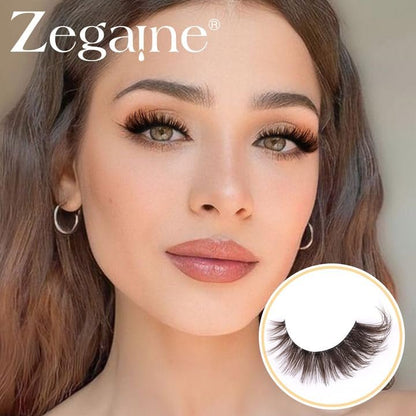 Zegaine Brown Cat Eye Lashes – Wispy Faux Mink False Lashes, Clear Band, 20mm (9 Pairs)