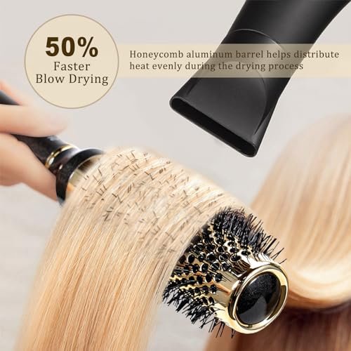 SHINLEA Small Round Hair Brush for Short Hair - 1.3 Inch Aluminum Roller Brush for Blow Drying, Salon Hairbrush for Curly and Straight Hair - görsel 7