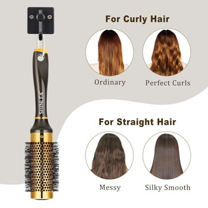 SHINLEA Small Round Hair Brush for Short Hair - 1.3 Inch Aluminum Roller Brush for Blow Drying, Salon Hairbrush for Curly and Straight Hair