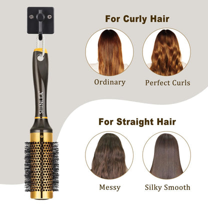 SHINLEA Small Round Hair Brush for Short Hair - 1.3 Inch Aluminum Roller Brush for Blow Drying, Salon Hairbrush for Curly and Straight Hair
