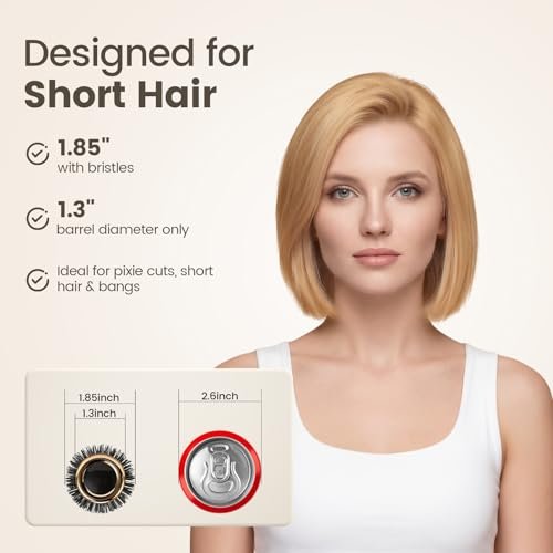 SHINLEA Small Round Hair Brush for Short Hair - 1.3 Inch Aluminum Roller Brush for Blow Drying, Salon Hairbrush for Curly and Straight Hair - görsel 11