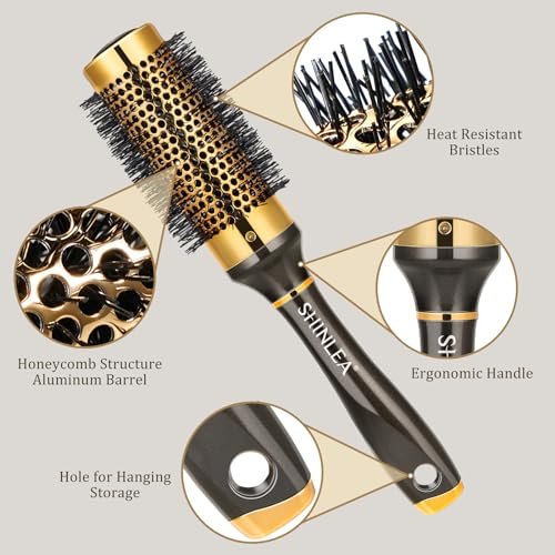 SHINLEA Small Round Hair Brush for Short Hair - 1.3 Inch Aluminum Roller Brush for Blow Drying, Salon Hairbrush for Curly and Straight Hair - görsel 3