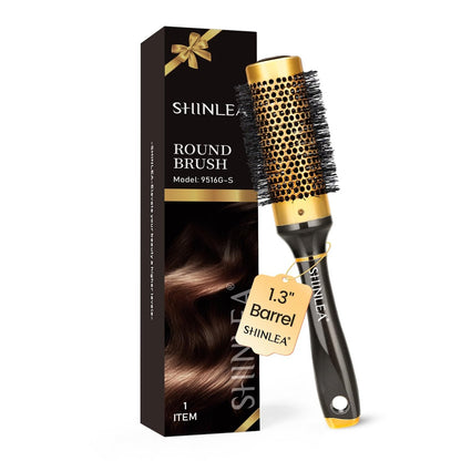 SHINLEA Small Round Hair Brush for Short Hair - 1.3 Inch Aluminum Roller Brush for Blow Drying, Salon Hairbrush for Curly and Straight Hair