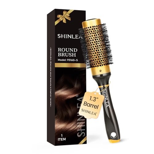 SHINLEA Small Round Hair Brush for Short Hair - 1.3 Inch Aluminum Roller Brush for Blow Drying, Salon Hairbrush for Curly and Straight Hair - görsel 1