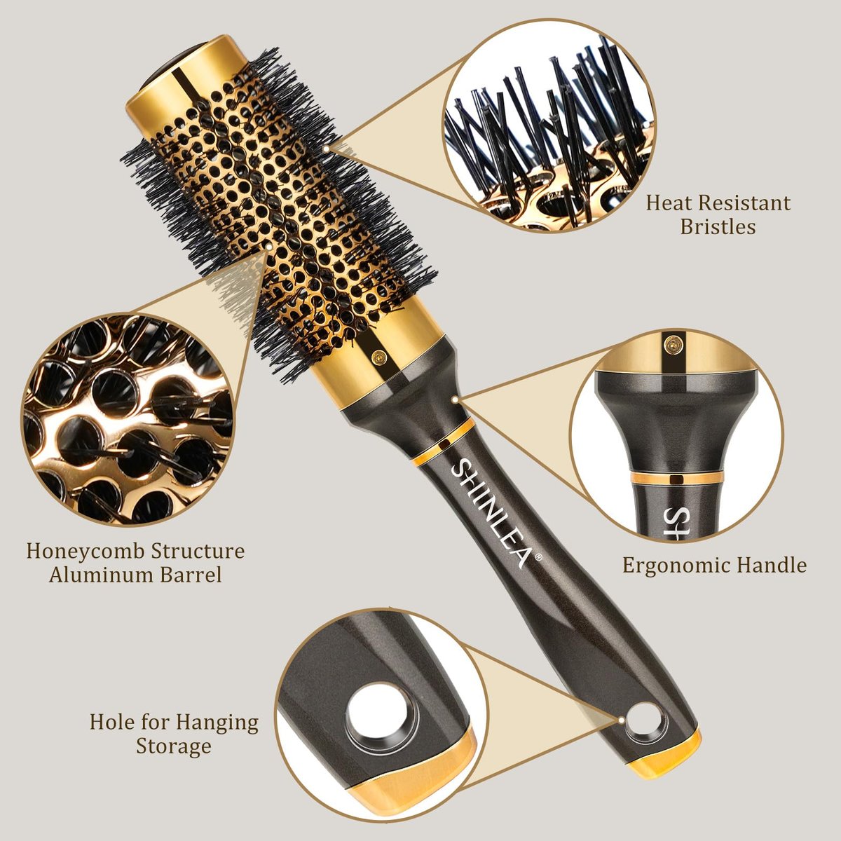 SHINLEA Small Round Hair Brush for Short Hair - 1.3 Inch Aluminum Roller Brush for Blow Drying, Salon Hairbrush for Curly and Straight Hair - görsel 4