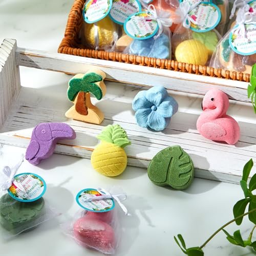 Lounsweer 48 Sets Hawaiian Luau Party Favor Bath Bombs – Tropical Flamingo & Pineapple Scented Bath Bombs with Organza Bags for Summer Holiday Gifts, Birthday, Wedding, and Party Favors - görsel 8