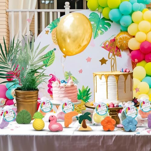Lounsweer 48 Sets Hawaiian Luau Party Favor Bath Bombs – Tropical Flamingo & Pineapple Scented Bath Bombs with Organza Bags for Summer Holiday Gifts, Birthday, Wedding, and Party Favors - görsel 10