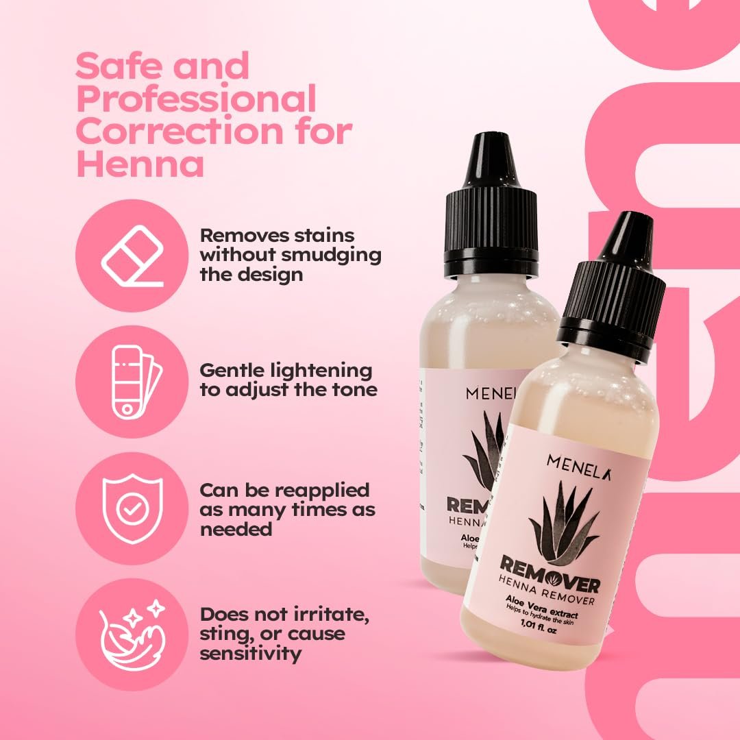 MENELA Eyebrow Henna Remover 30 ml with Aloe Vera Extract – Gentle & Effective for Clean Brow Shapes Avelisse