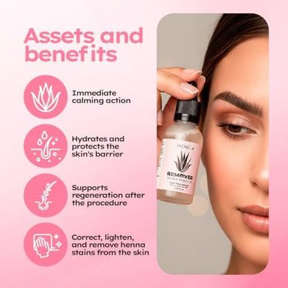 MENELA Eyebrow Henna Remover 30 ml with Aloe Vera Extract – Gentle & Effective for Clean Brow Shapes Avelisse