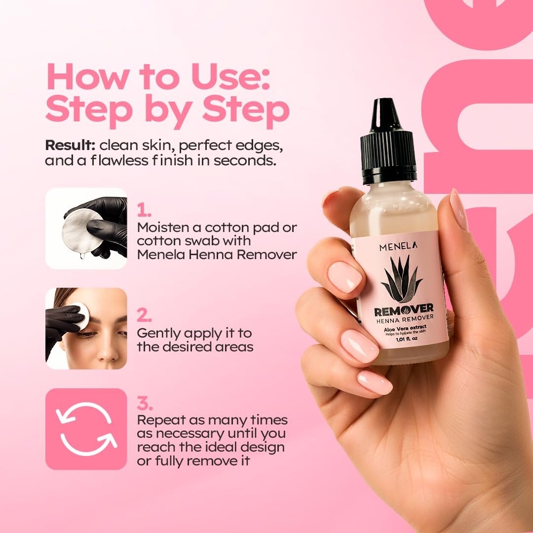 MENELA Eyebrow Henna Remover 30 ml with Aloe Vera Extract – Gentle & Effective for Clean Brow Shapes Avelisse