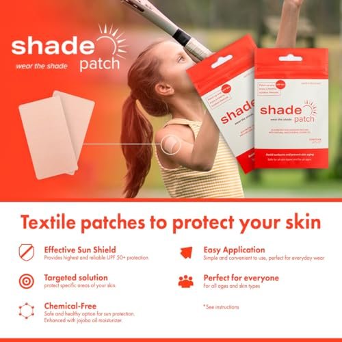 Shade Patch UPF 50+ Sunscreen Sun Patch – Chemical-Free UV Protection Patches for Targeted Skin Areas (5 Pack, Natural) Avelisse