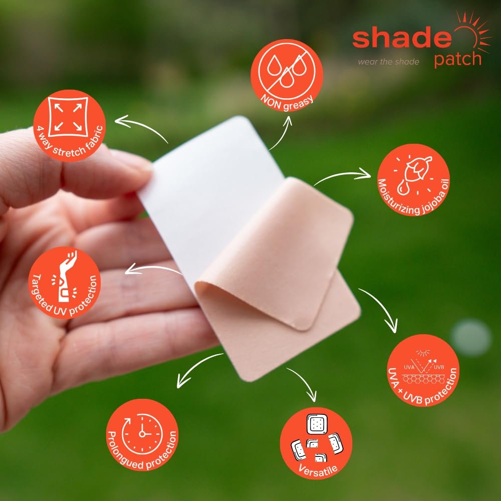 Shade Patch UPF 50+ Sunscreen Sun Patch – Chemical-Free UV Protection Patches for Targeted Skin Areas (5 Pack, Natural) Avelisse