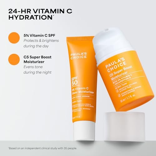 Paula's Choice 5% Vitamin C Sheer Sunscreen SPF 50 - Lightweight, Invisible Face Sunscreen with Moisturizers, Prevents Dark Spots, Fragrance-Free, 2 oz Avelisse