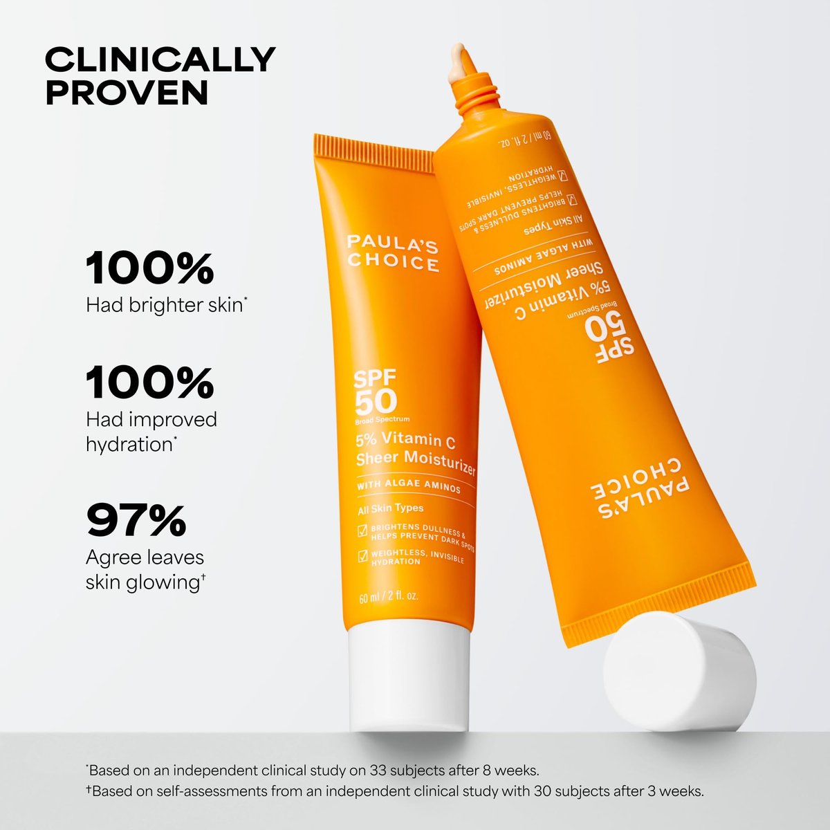 Paula's Choice 5% Vitamin C Sheer Sunscreen SPF 50 - Lightweight, Invisible Face Sunscreen with Moisturizers, Prevents Dark Spots, Fragrance-Free, 2 oz Avelisse