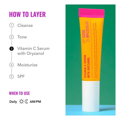 Good Molecules Vitamin C Serum with Oryzanol – Brightening & Anti-Aging Face Serum for Even Skin Tone Avelisse