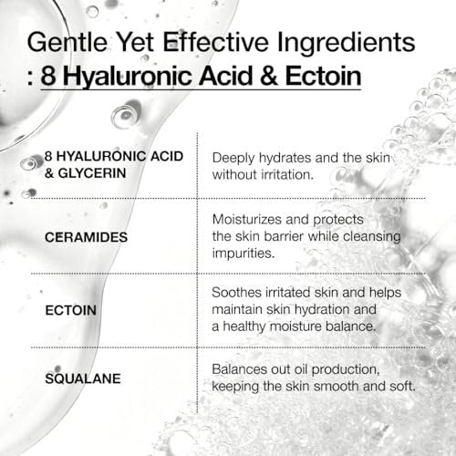 ANUA Moisturizing Gentle Gel Cleanser - Hydrating Foaming Face Wash with Hyaluronic Acid, Squalane & Ceramide for pH Balance (150ml) Avelisse