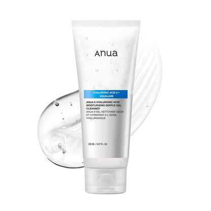 ANUA Moisturizing Gentle Gel Cleanser - Hydrating Foaming Face Wash with Hyaluronic Acid, Squalane & Ceramide for pH Balance (150ml) Avelisse