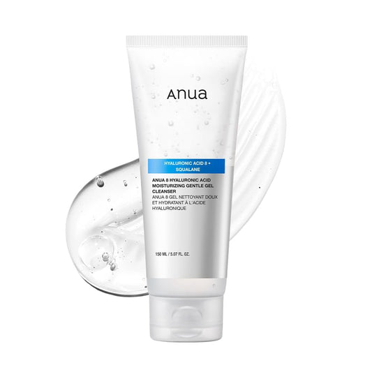 ANUA Moisturizing Gentle Gel Cleanser - Hydrating Foaming Face Wash with Hyaluronic Acid, Squalane & Ceramide for pH Balance (150ml) Avelisse
