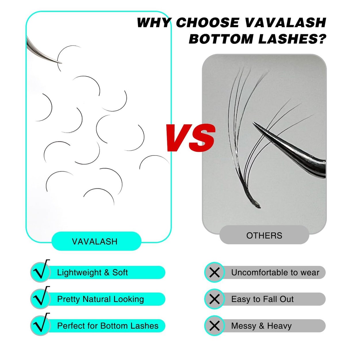 VAVALASH Bottom Lash Extensions 5/6/7mm Mixed - Natural Under Lower Eyelash Extensions (0.1-B-5-7mm Mixed, Black, PBT Silk) - görsel 7