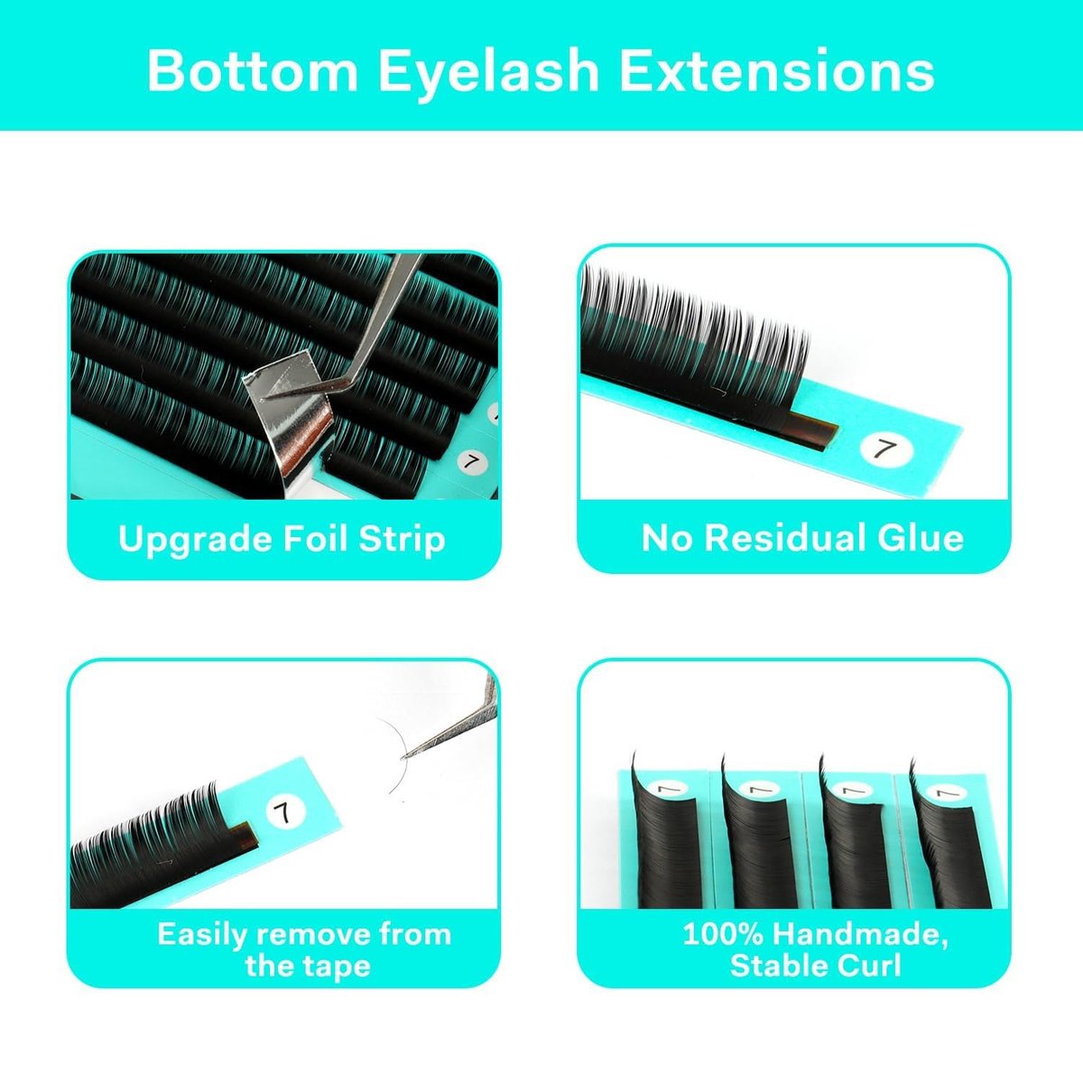 VAVALASH Bottom Lash Extensions 5/6/7mm Mixed - Natural Under Lower Eyelash Extensions (0.1-B-5-7mm Mixed, Black, PBT Silk) - görsel 5