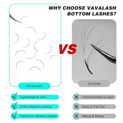 VAVALASH Bottom Lash Extensions 5/6/7mm Mixed - Natural Under Lower Eyelash Extensions (0.1-B-5-7mm Mixed, Black, PBT Silk)