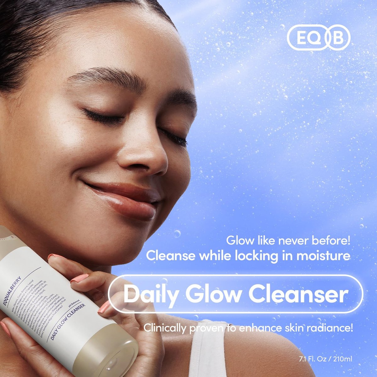 EQQUALBERRY pH Balanced Daily Glow Gel Cleanser - 7.1 fl oz (210ml) | Moisturizing Gentle Gel Cleanse | Korean Skincare EWG Green Avelisse
