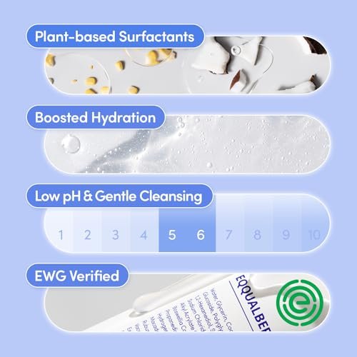 EQQUALBERRY pH Balanced Daily Glow Gel Cleanser - 7.1 fl oz (210ml) | Moisturizing Gentle Gel Cleanse | Korean Skincare EWG Green Avelisse