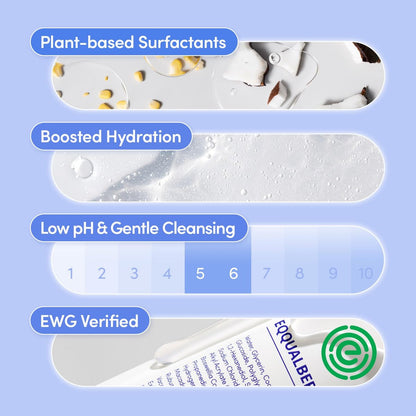 EQQUALBERRY pH Balanced Daily Glow Gel Cleanser - 7.1 fl oz (210ml) | Moisturizing Gentle Gel Cleanse | Korean Skincare EWG Green Avelisse