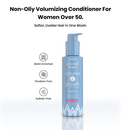 PRIME PROMETICS PrimeHair Luster Conditioner for Mature Women – Biotin Enriched, Sulfate-Free & Paraben-Free Conditioner for Damaged, Dry, Thinning & Oily Hair (8.45 Fl Oz) Avelisse