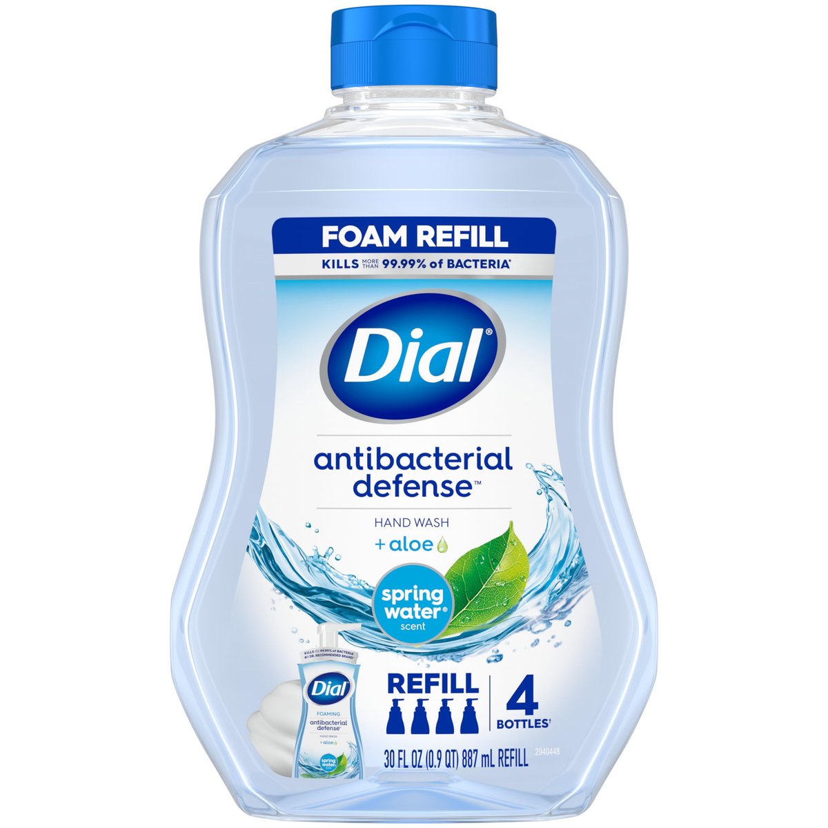 Dial Antibacterial Foaming Hand Wash Refill, Spring Water, 30 oz - görsel 1
