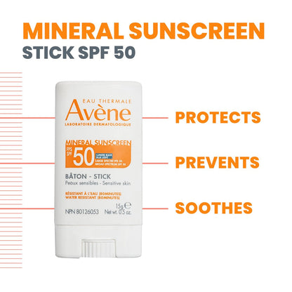 Avène Mineral Sunscreen Stick SPF 50 – 0.5 oz Broad Spectrum Protection Avelisse