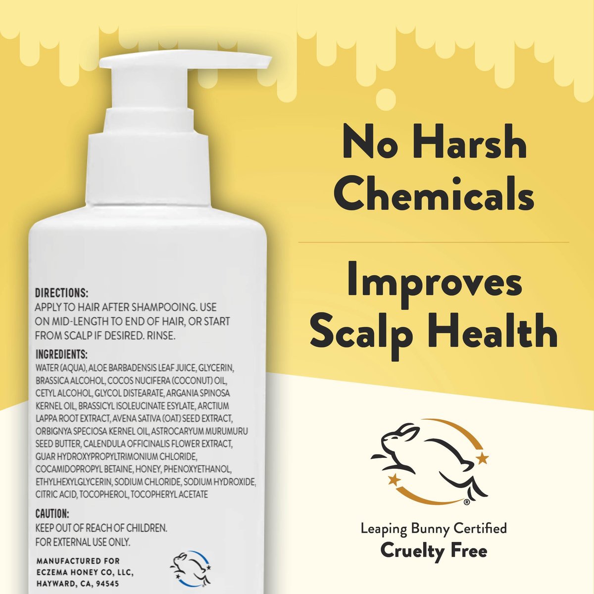 ECZEMA HONEY Nourishing Conditioner - Soothing Relief for Psoriasis, Dermatitis, Dandruff & Itchy Scalp - Daily Scalp Care for Men, Women & Kids (8 Oz) Avelisse