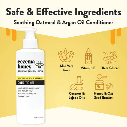 ECZEMA HONEY Nourishing Conditioner - Soothing Relief for Psoriasis, Dermatitis, Dandruff & Itchy Scalp - Daily Scalp Care for Men, Women & Kids (8 Oz) Avelisse