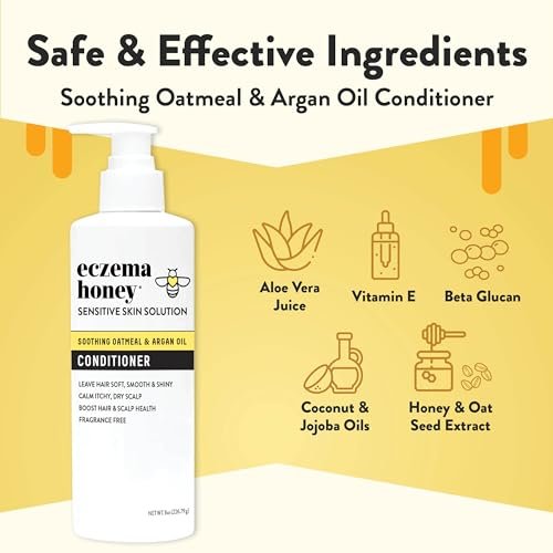 ECZEMA HONEY Nourishing Conditioner - Soothing Relief for Psoriasis, Dermatitis, Dandruff & Itchy Scalp - Daily Scalp Care for Men, Women & Kids (8 Oz) Avelisse