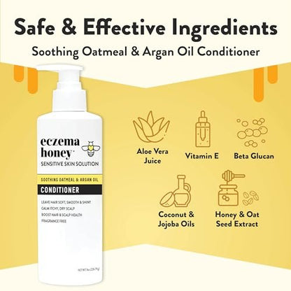 ECZEMA HONEY Nourishing Conditioner - Soothing Relief for Psoriasis, Dermatitis, Dandruff & Itchy Scalp - Daily Scalp Care for Men, Women & Kids (8 Oz) Avelisse