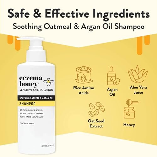 ECZEMA HONEY Nourishing Shampoo – Psoriasis, Dermatitis & Dandruff Relief – Itchy Scalp Treatment for Men, Women & Kids (8 Oz) Avelisse
