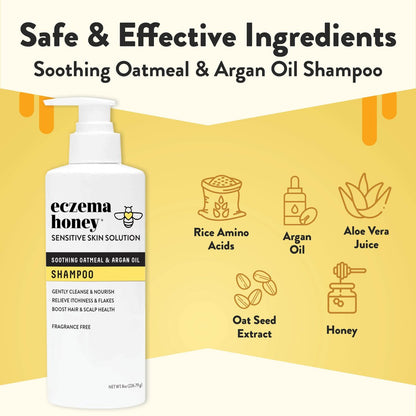 ECZEMA HONEY Nourishing Shampoo – Psoriasis, Dermatitis & Dandruff Relief – Itchy Scalp Treatment for Men, Women & Kids (8 Oz) Avelisse