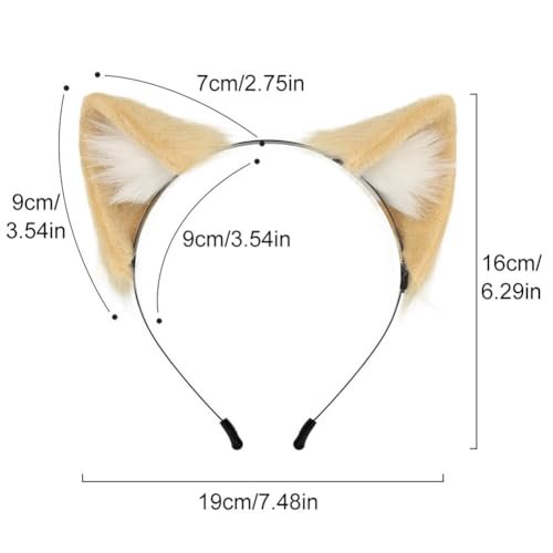 Surakey Long Fur Cat Ears Anime Cosplay Headband Plush Hairband Halloween Cosplay Party Costume for Men and Women Role-Playing (Black-White) - görsel 4