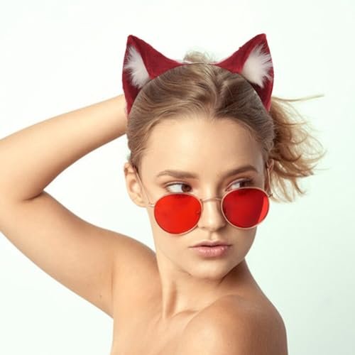 Surakey Long Fur Cat Ears Anime Cosplay Headband Plush Hairband Halloween Cosplay Party Costume for Men and Women Role-Playing (Black-White) - görsel 12
